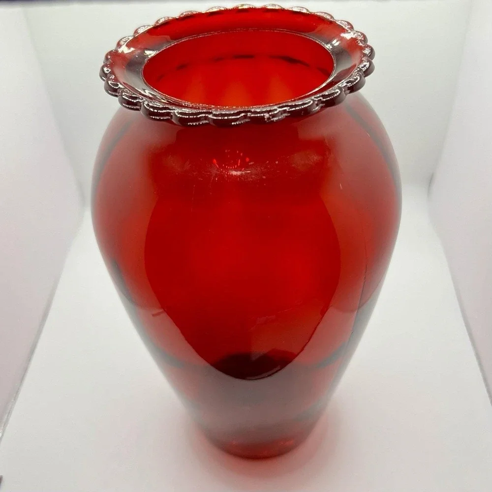 Vintage Garnet Ruby Red Glass Bouquet Vase 9x4.5